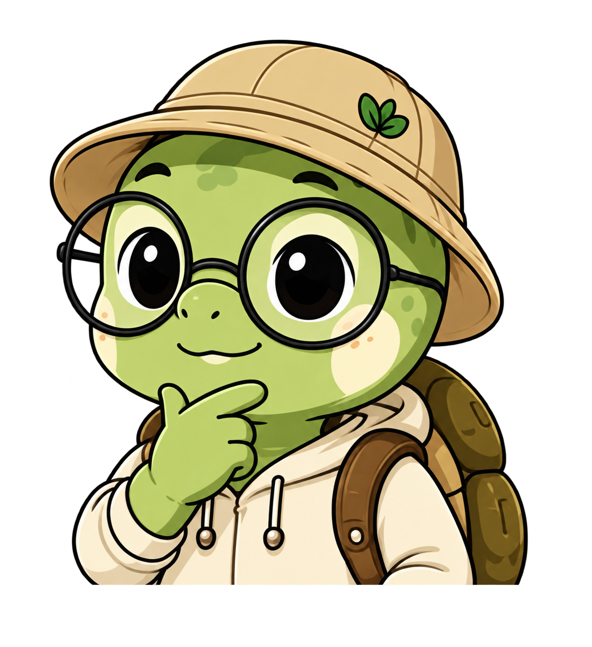 Thoughtful tortoise mascot reflecting on digital learning