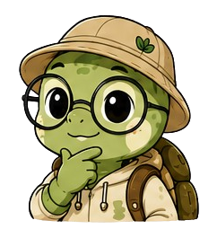 Thoughtful tortoise mascot reflecting on digital learning